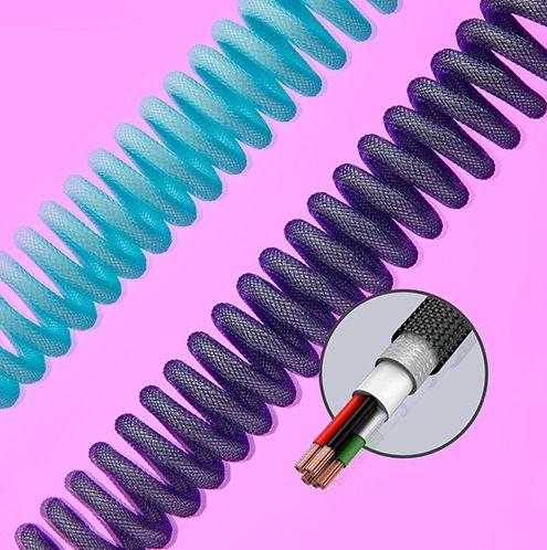 Кабель заряджання/синхронізації HyperX USB-A > USB-C, спіральний, 1.37м, сіро-чорний