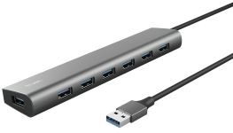 Хаб Trust Halyx 7-IN-1 USB-A > 7xUSB-А 3.2, Алюміній, 0.8м, чорний