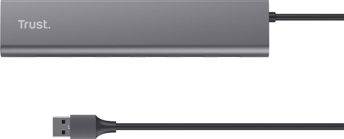 Хаб Trust Halyx 7-IN-1 USB-A > 7xUSB-А 3.2, Алюміній, 0.8м, чорний