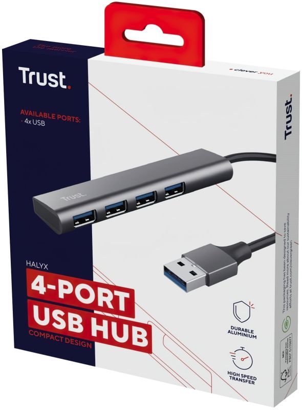 USB-Hub Trust Halyx 4-Port USB-A 3.2 Grey