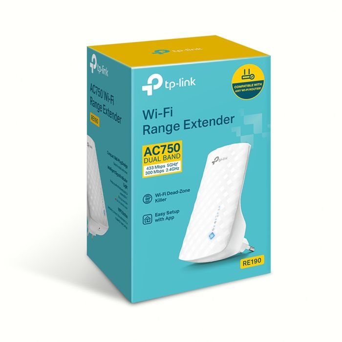 Расширитель покрытия WiFi TP-LINK  AC750, MESH TP-Link RE190