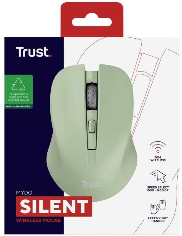 Мышь Trust MYDO SILENT, WL, Зелений