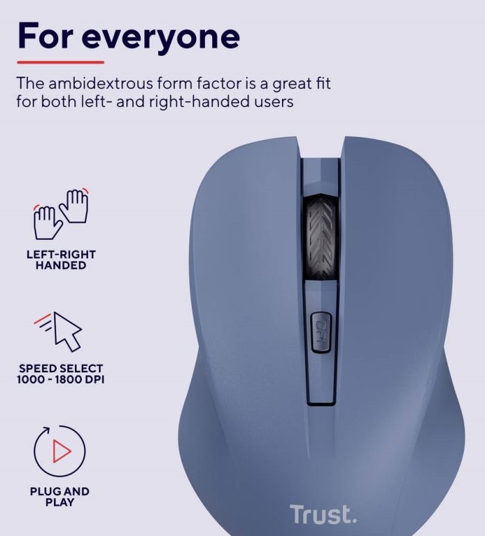 Mouse Trust MYDO SILENT, WL, Синій