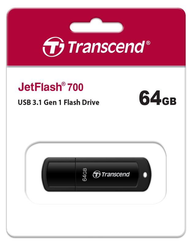 Накопитель Transcend  64GB USB 3.1 Type-A JetFlash 700 Чёрный