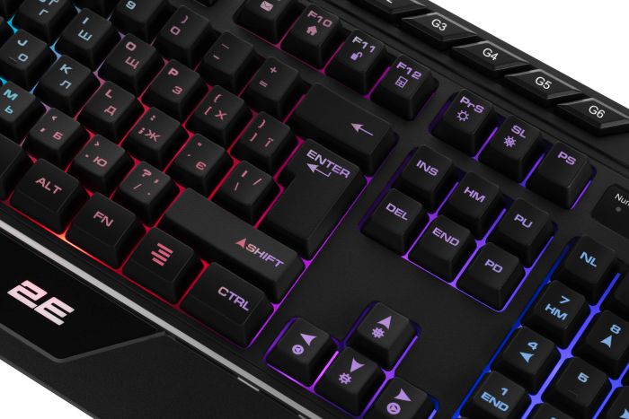 Клавиатура мембранная 2E GAMING KG315 110key, USB-A, EN/UA, RGB, чёрный