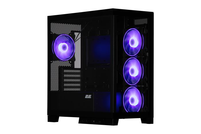 Корпус 2E GAMING Fantom GK701B без БЖ 2xUSB3.0, 1xUSBType-C, 4x120мм ARGB, VGA 400мм, LCS ready, контролер з пультом, TG Side/Front Panel, mATX, чорний