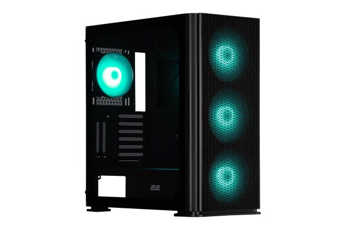 Корпус 2E GAMING Vertex GI01B без БЖ 2xUSB3.0, 1xUSBType-C, 3x140мм ARGB, 1x120мм ARGB, VGA 380мм, LCS ready, контролер з пультом, TG Side Panel, EATX, чорний