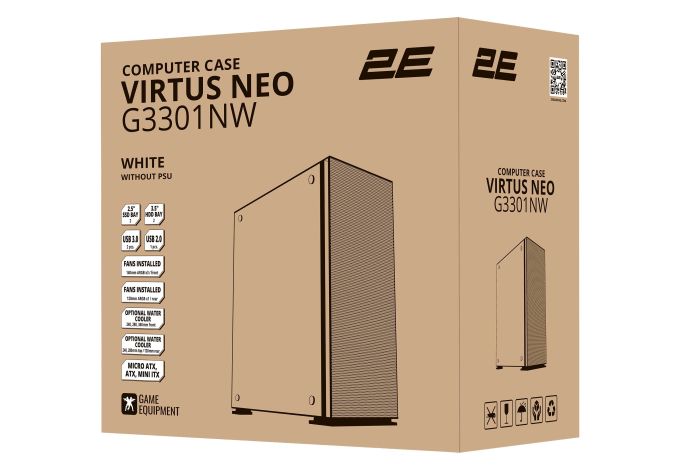 Корпус 2E GAMING Virtus Neo G3301NW без БП 2xUSB3.0, 1xUSB 2.0 3x140мм ARGB, 1x120мм ARGB VGA 340мм LCS ready контроллер с пультом TG Side Panel ATX белый