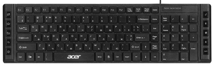 Клавиатура мембрана Acer OKW010, 115key, USB-A, EN/UKR/RU,чёрный