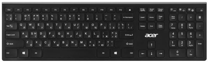 Клавиатура мембрана Acer OKR020, 109key, WL, EN/UKR/RU,чёрный