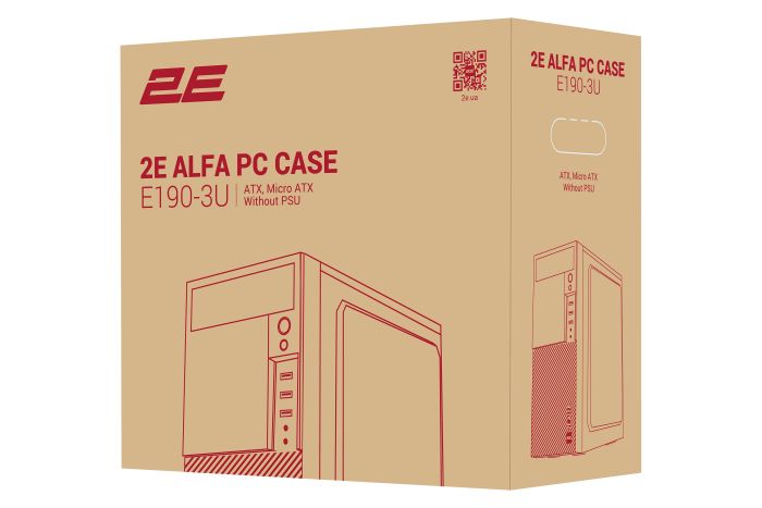 Корпус 2E Alfa E190-3U без БП 2xUSB3.0, 1xUSB2.0 VGA 320мм ATX чёрный