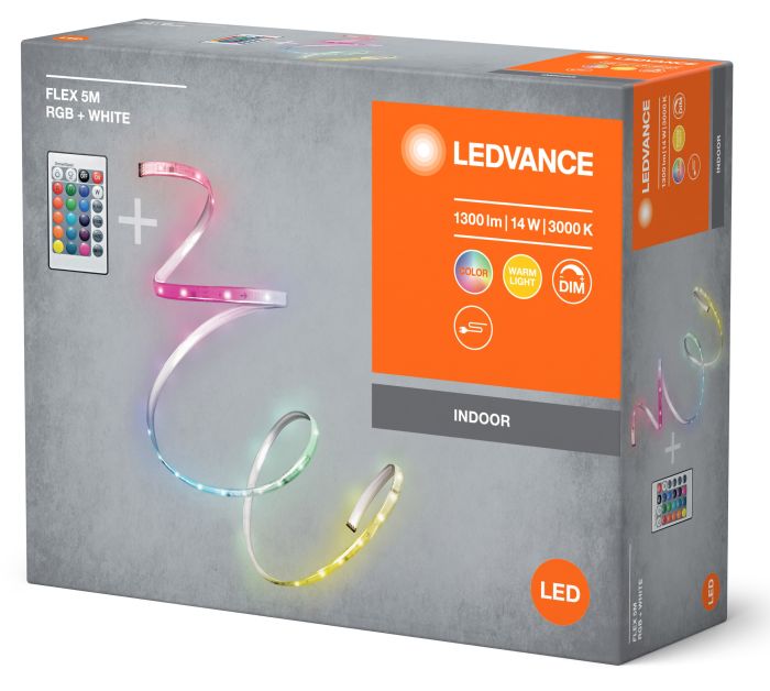 Лента светодиодная LEDVANCE FLEX 14W, 1300Lm, 5M RGB 3000K RC