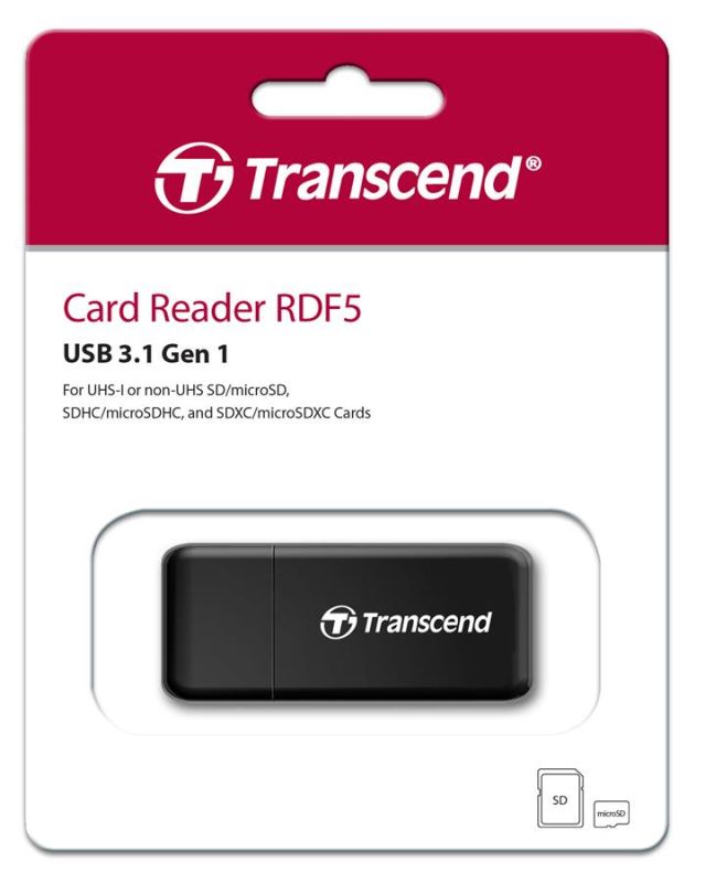 Кардрідер Transcend USB 3.1 Type-A > microSD/SD Чорний