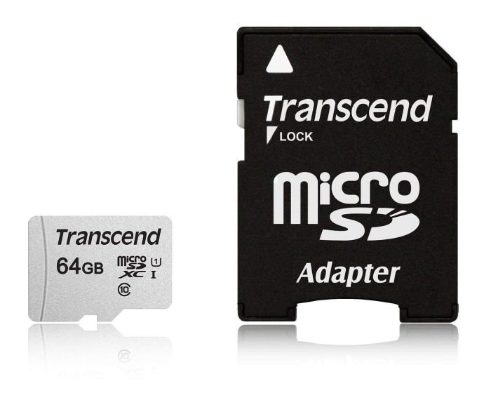 Карта памяти Transcend microSD   64GB C10 UHS-I R100/W20MB/s + SD