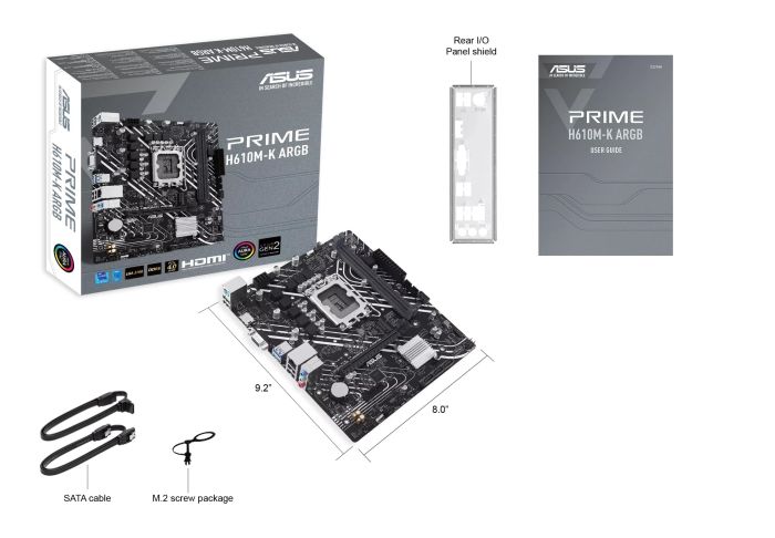 Материнcкая плата ASUS PRIME H610M-K ARGB s1700 H610 2xDDR5 M.2 HDMI D-Sub mATX ARGB