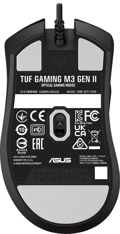 Мышь ASUS TUF M3 GEN II, RGB, USB-A, чёрный