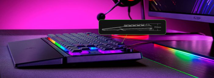 Клавіатура механічна Razer Ornata V3 TKL 84key, Mecha-Membrane Switch, USB-A, EN/UK, RGB, чорний