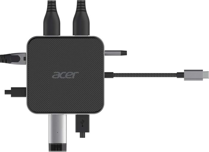 Хаб Acer USB-С > HDMI/DP/2xUSB-A3.2/USB-C/RJ45/mini-jack, 0.15м, чорний