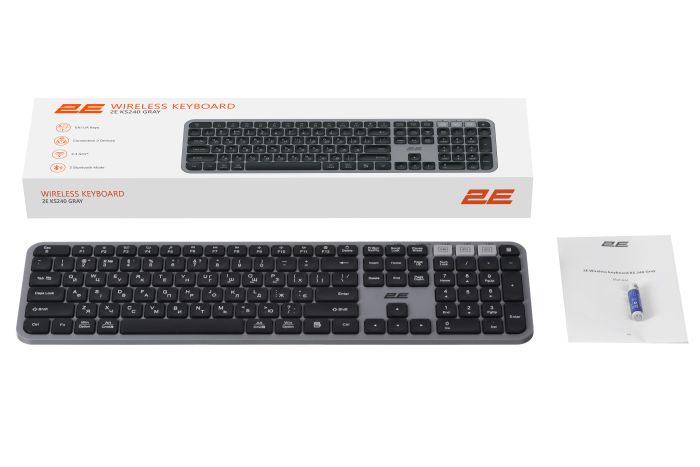 2E Keyboard membrane KS240 110key, WL/BT, EN/UK, grey-black
