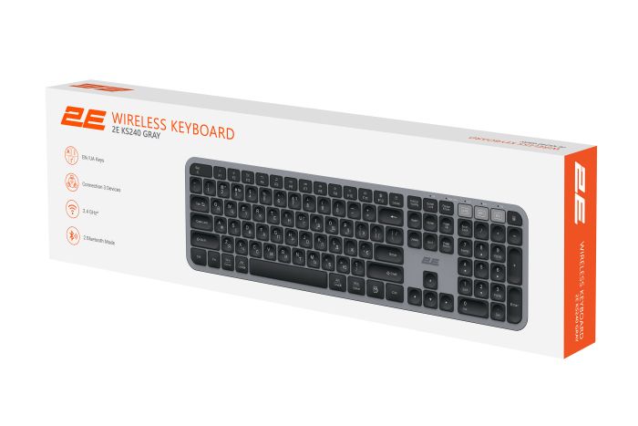 2E Keyboard membrane KS240 110key, WL/BT, EN/UK, grey-black