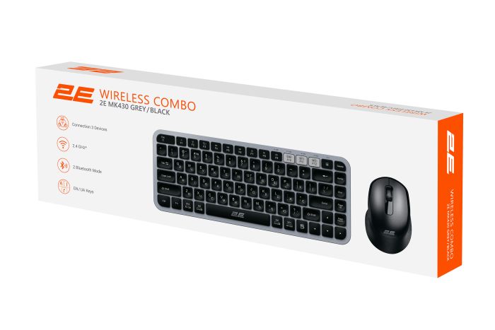 2E Combo keyboard and mouse MK430 WL/BT, EN/UK, grey-black