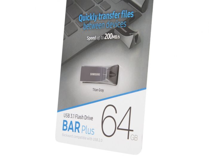 Накопичувач Samsung  64GB USB 3.1 Type-A Bar Plus  Сірий