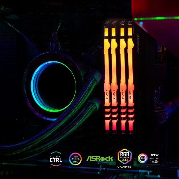 Память ПК Kingston DDR 16GB 3200 FURY Beast RGB