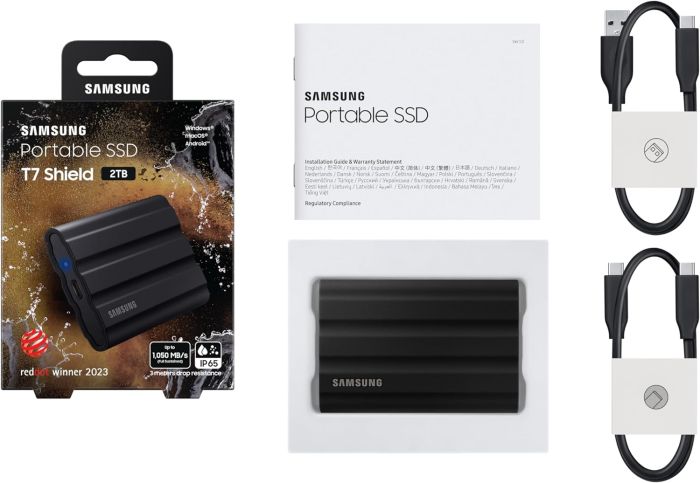 Портативний SSD Samsung 2TB USB 3.2 Gen 2 Type-C T7 Shield
