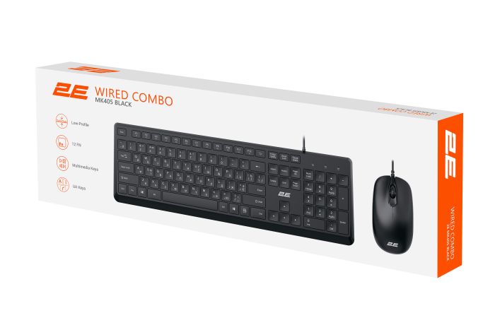 Комплект клавиатура и мышь 2E MK405 USB-A, EN/UK/RU, чёрный