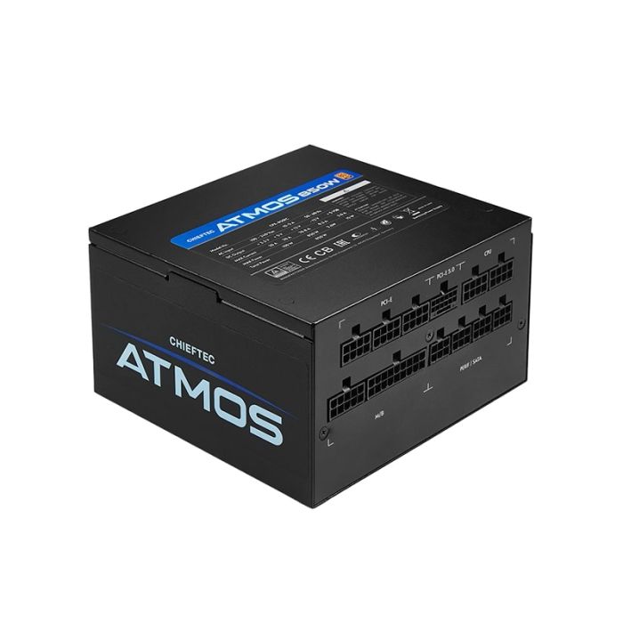 Блок питания CHIEFTEC Atmos (850W), >90%, 80+ Gold, 120мм FDB, 1xMB 24pin(20+4), 2xCPU 8pin(4+4), 4xMolex, 9xSATA, 2xPCIe 8pin(6+2), 1xPCIe GEN5 16pin, Fully Modular