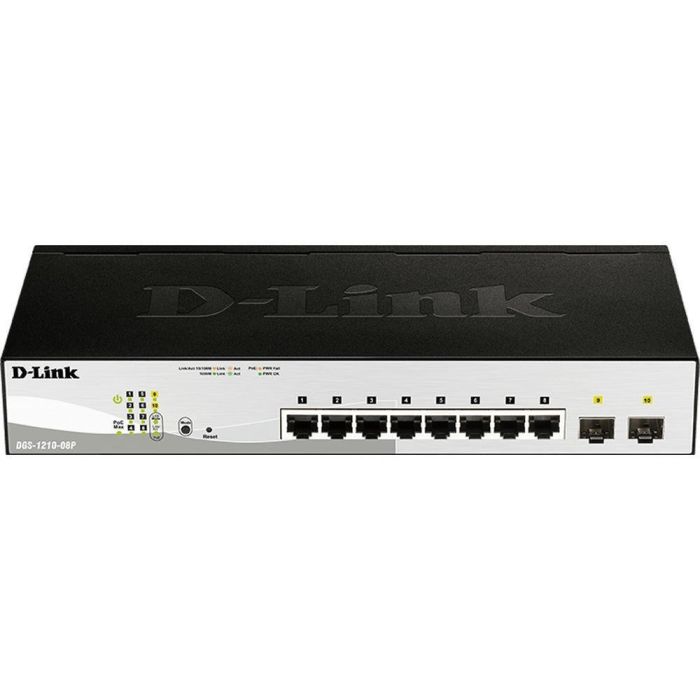 Коммутатор   8x1GE PoE, 2xSFP D-Link DGS-1210-08P