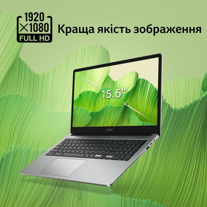 Ноутбук Acer Chromebook CB315-4HT 15" FHD IPS Touch, Intel C N4500, 8GB, F128GB, UMA, ChromeOS, сріблястий
