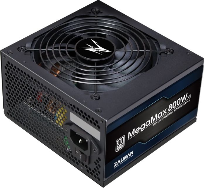 Блок питания Zalman Megamax  (800W) 83% 80+ White 120мм 1xMB 24pin(20+4) 2xCPU (8pin+(4+4)pin) 4xMolex 8xSATA 4xPCIe 8pin(6+2)
