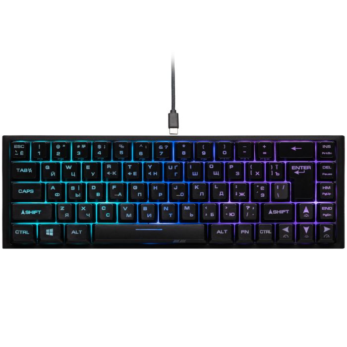 Клавиатура мембранная 2E GAMING KG350 68key, USB-A, EN/UA/RU, RGB, чёрный