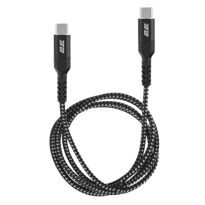 Кабель USB-C > USB-C зарядки/синхронизации 2E 1м, 240Вт Type-C, плетеный, черный