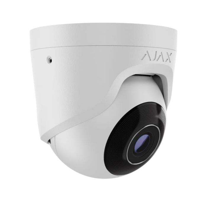 IP-Камера дротова Ajax TurretCam, 8мп, 4мм, Poe, True WDR, IP 65, ІЧ 35м, аудіо, кут огляду 75°до 85°, купольна, біла