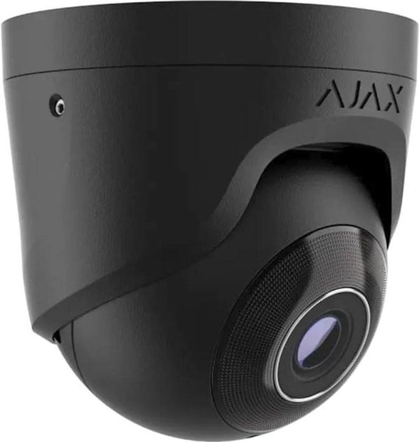 IP-Камера дротова Ajax TurretCam, 8мп, 4мм, Poe, True WDR, IP 65, ІЧ 35м, аудіо, кут огляду 75°до 85°, купольна, чорна