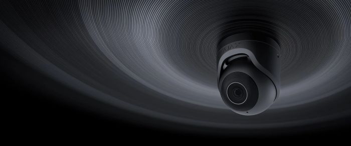 IP-Камера дротова Ajax TurretCam, 5мп, 4мм, Poe, True WDR, IP 65, ІЧ 35м, аудіо, кут огляду 75°до 85°, купольна, чорна