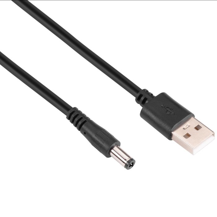 Кабель USB-A > DC 5.5х2.5мм питания 2Е 1м, 5В/1.5A, черный