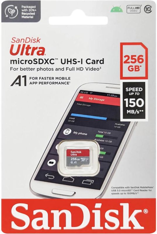 Карта памяти SanDisk microSD  256GB C10 UHS-I R150MB/s Ultra