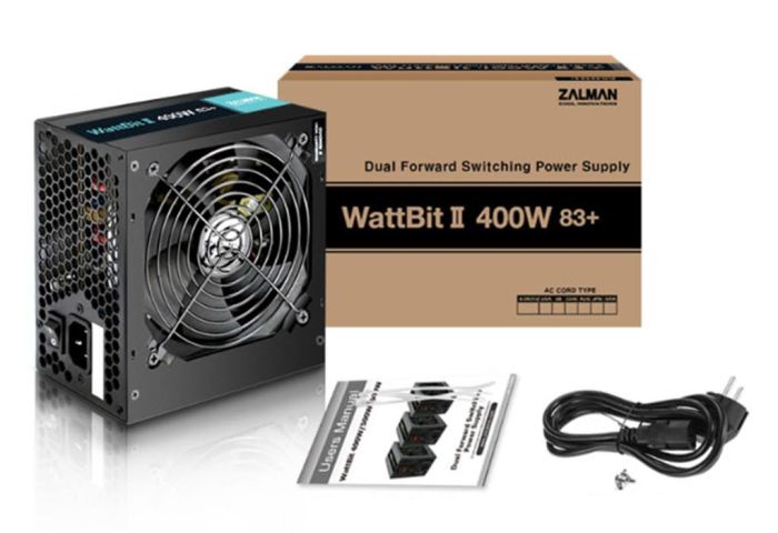 Блок питания Zalman Wattbit II  (400W) 83% 120мм 1xMB 24pin(20+4) 1xCPU 8pin(4+4) 3xMolex 4xSATA 2xPCIe 8pin(6+2)