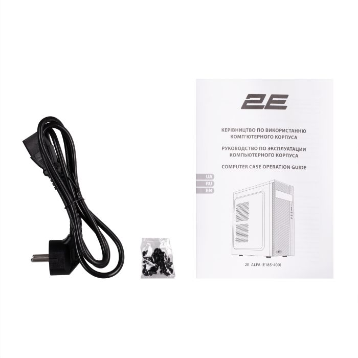 Корпус 2E Alfa E185-400 з БЖ 2E ATX400W, 1xUSB3.0, 2xUSB2.0, VGA 310мм, ATX, чорний