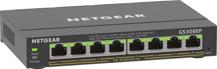 Комутатор NETGEAR GS308EP 8xGE PoE, 62Вт, WebSmart
