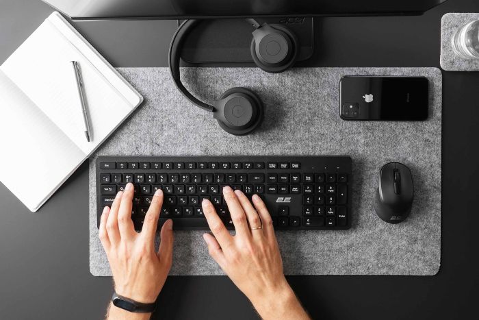 Комплект клавиатура и мышь 2E MK420 WL, EN/UK/RU, чёрный