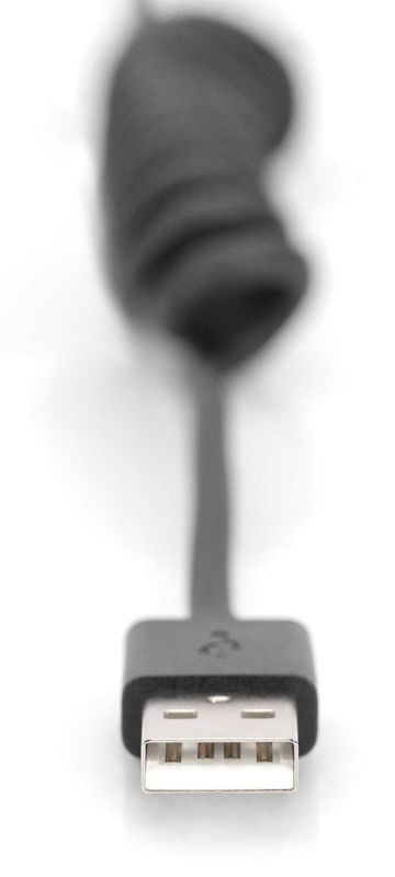 DIGITUS Cable USB-C > USB-A charge/data, 1m, Type-C, spiral, black