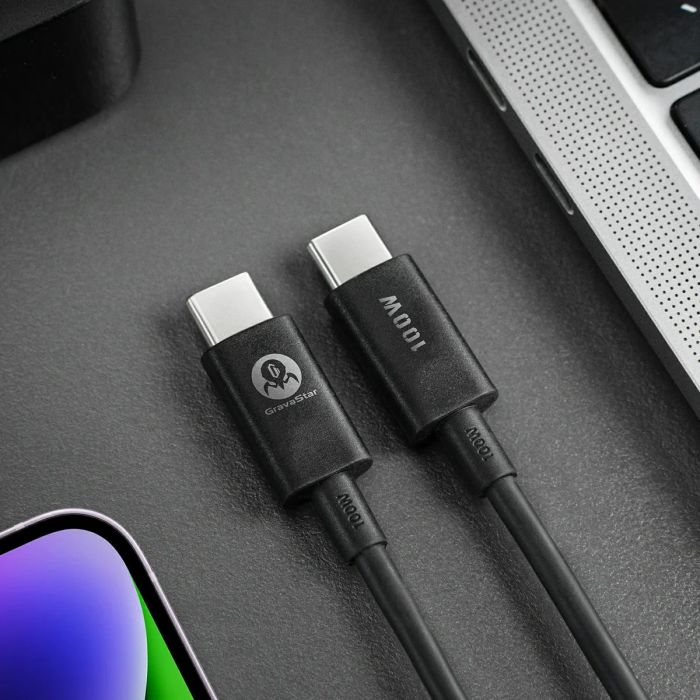 Кабель USB-C > USB-C заряджання/синхронізації GravaStar 1.5м, Type-C, 100w, чорний