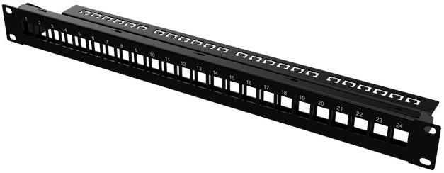 Рама MIRSAN 19", 1U, для наборной патч-панели 24 порта, совместимая с Keystone RJ45, черная