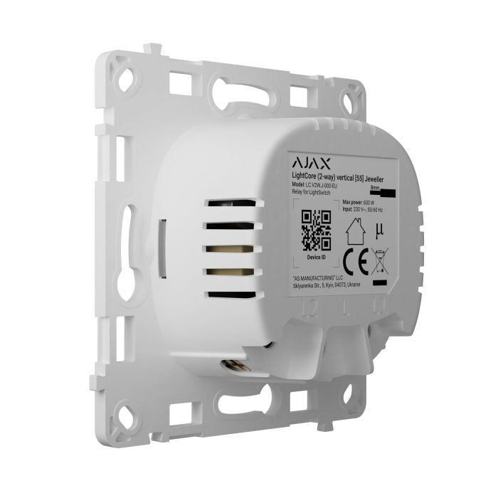 Реле одноклавишный выключатель проходного типа Ajax LightCore Vertical 2-way for LightSwitch Jeweler, беспроводной