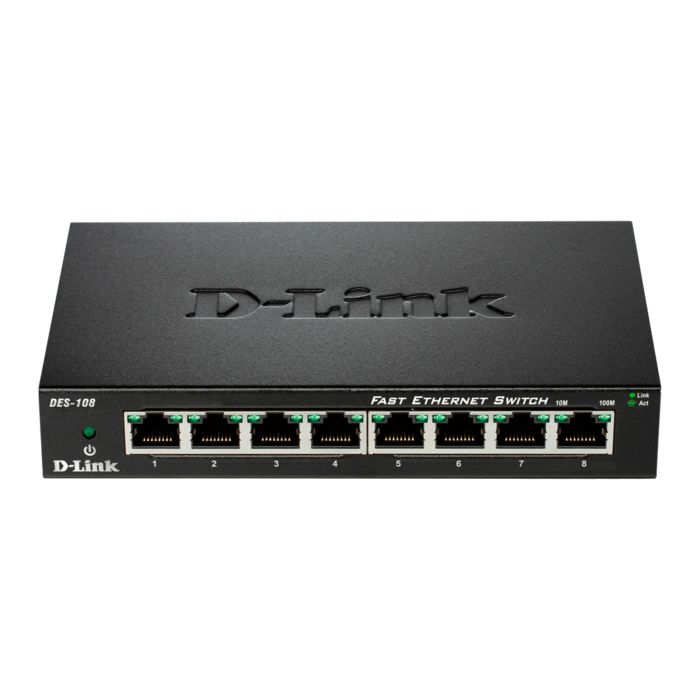 Switch  8xFE, Unmanaged, Metal case D-Link DES-108