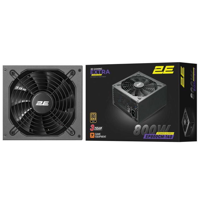 2E GAMING PSU Extra Power  (800W), >90%, 80+ Gold, 140mm, 1xMB 24pin(20+4), 2xCPU 8pin(4+4), 3xMolex, 6xSATA, 4xPCIe 8pin(6+2), Modular